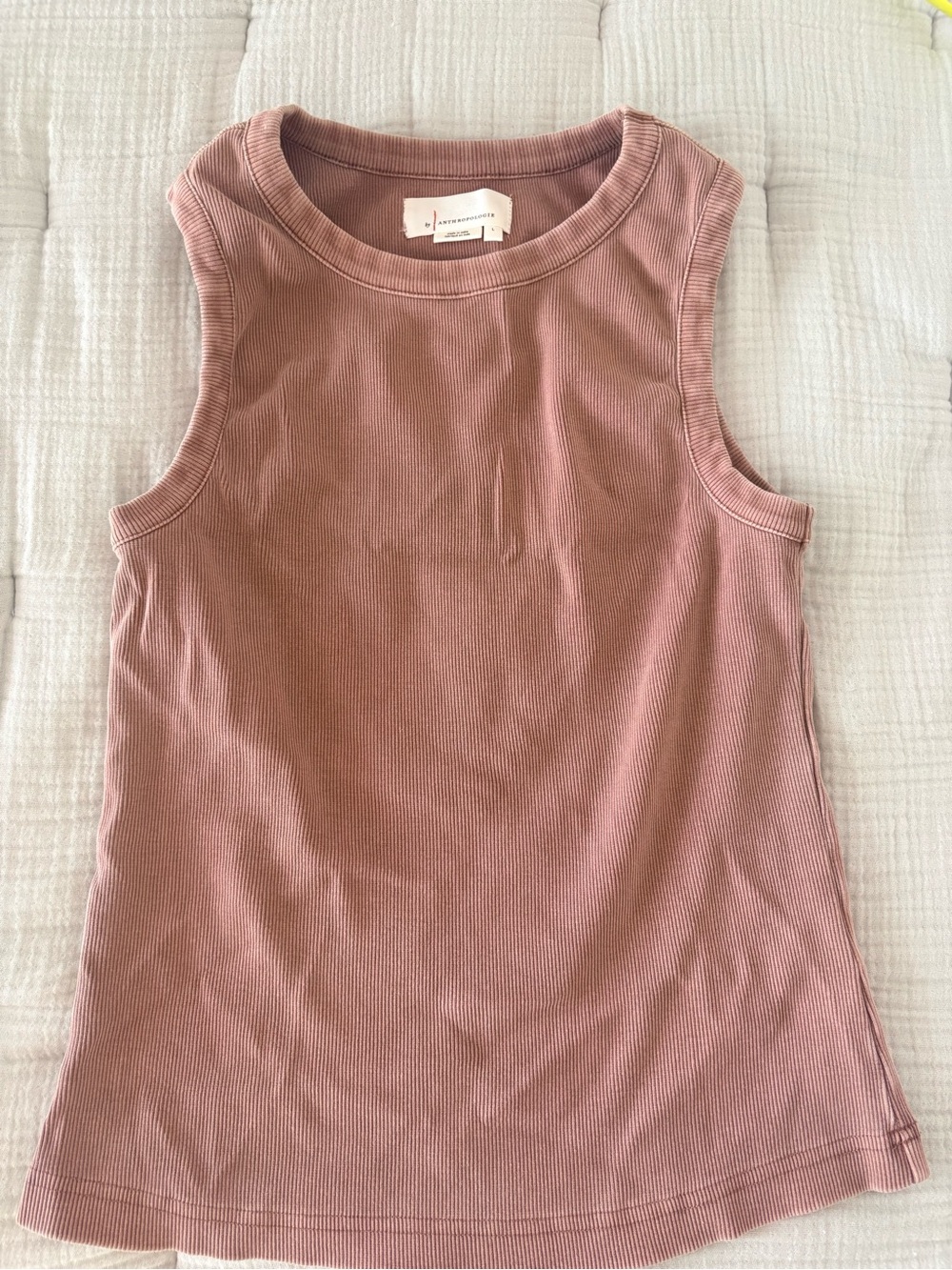 Anthropologie Ribbed Sleeveless Tank - Dusty Rose